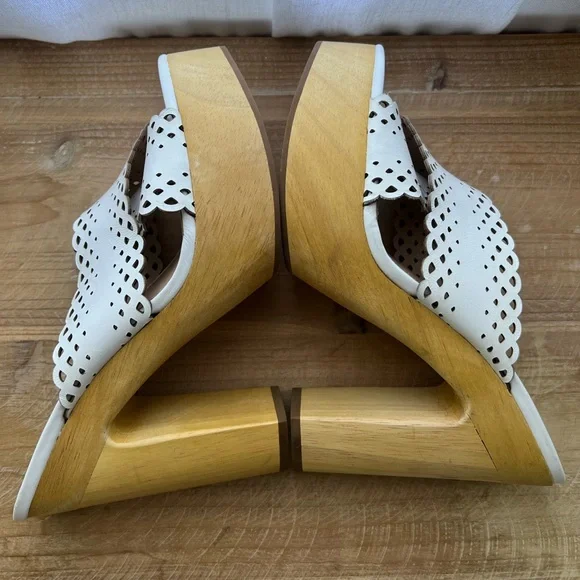 Veronica Beard Gaynor Platform Leather Sandals In White Size 8 New - Picture 7 of 13